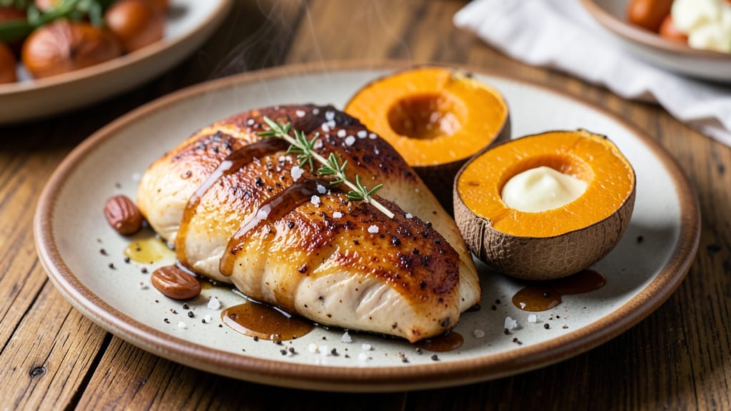 Baked Chicken Breast and Acorn Squash Recipe: Sweet Roasted Squash Meets Herb-Crusted Chicken