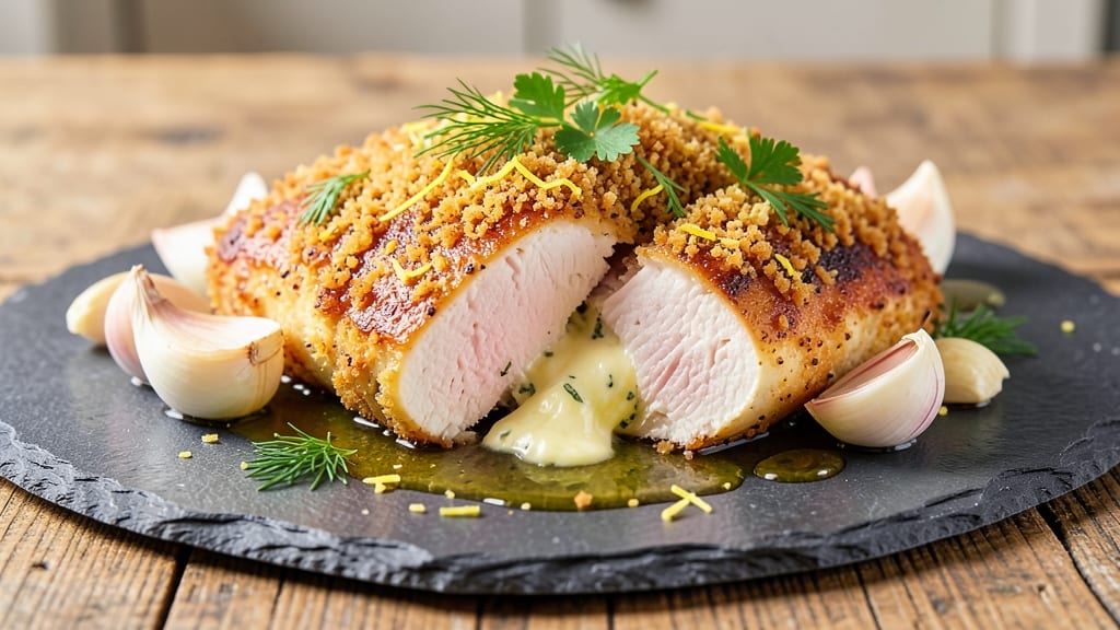 Jamie Oliver's Baked Chicken Kiev Recipe: Herbed Butter Envelope with Crispy Parmesan Crunch