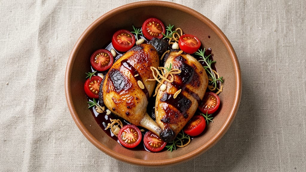 Balsamic Chicken Thighs With Burst Tomatoes Recipe: Sweet-Tart Sauce That Caramelizes to Richness