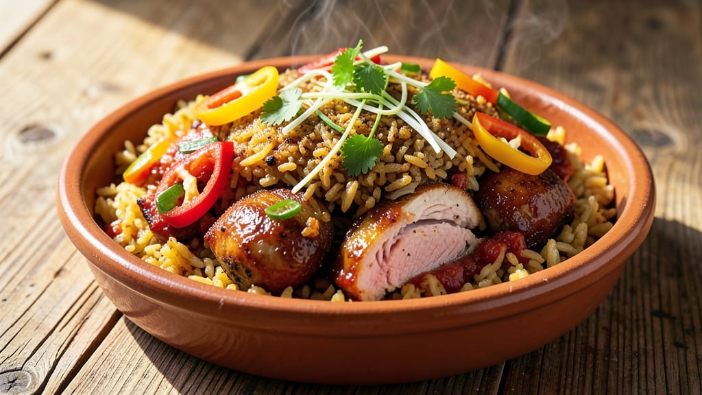 African Jollof Rice and Chicken Recipe: Spicy Tomato-Basil Fragrance in One Pot