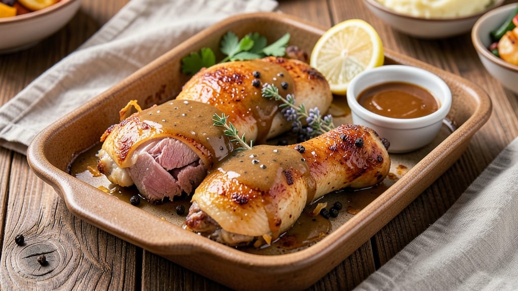 Baked Chicken Thighs With Gravy Recipe: Crispy-Skinned, Dumpling-Filled Comfort